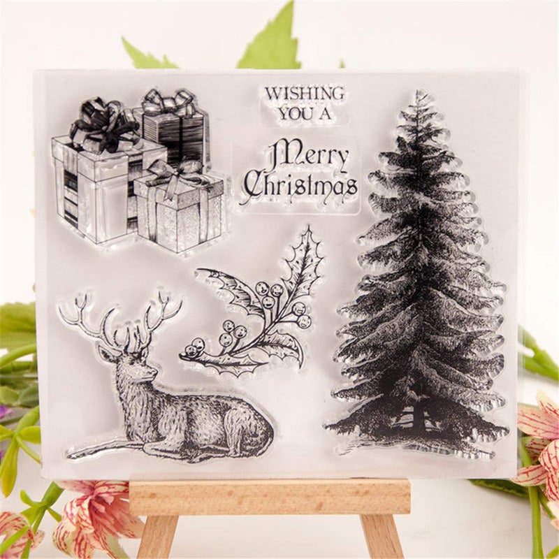 arriettycraft Merry Christmas Christmas Tree Decors Elk Deer Clear Stamps for Christmas Cards Making Decoration and Scrapbooking Rubber Stamps for Craft - Image 3